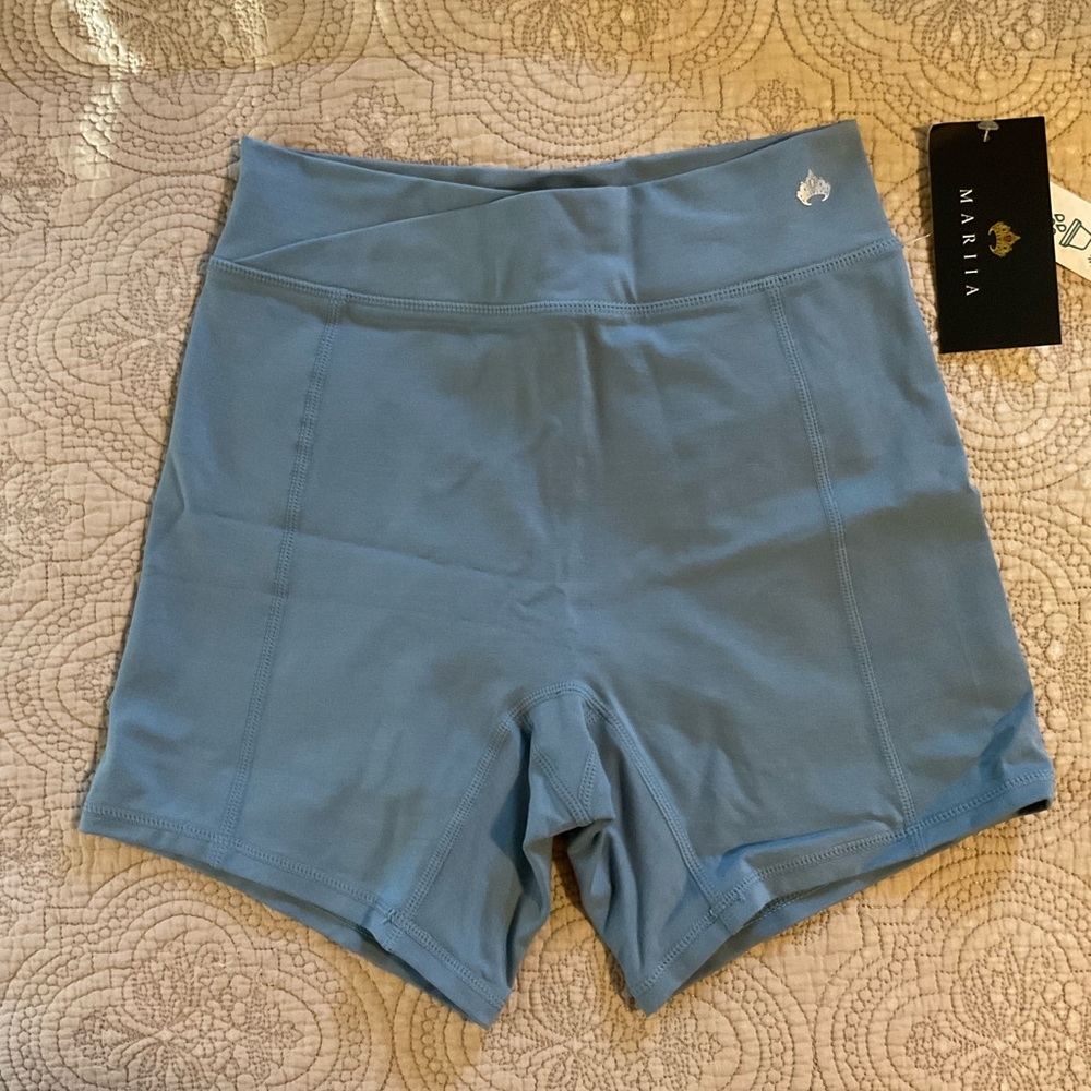 High-Waist Light Blue Dance Shorts Bamboo